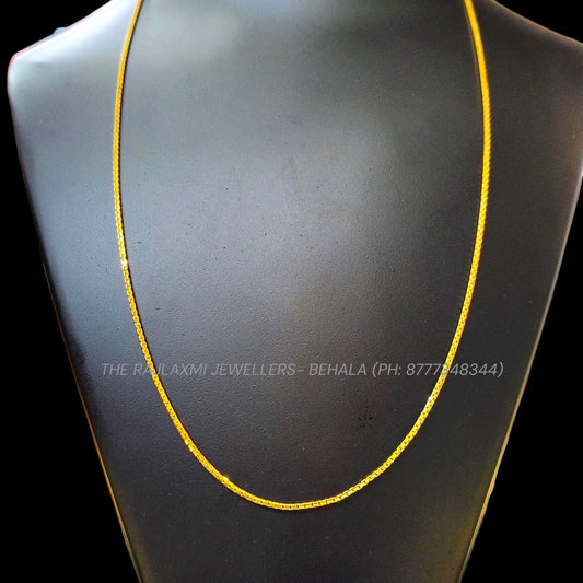 GCH- (FILLED BOX DESIGN) BIS CERTIFIED TRJ WGT: 4.180 GM APPROX HUID HALLMARK 22KT GOLD CHAIN (19 INCH) 1 PIECE FOR WOMEN.
