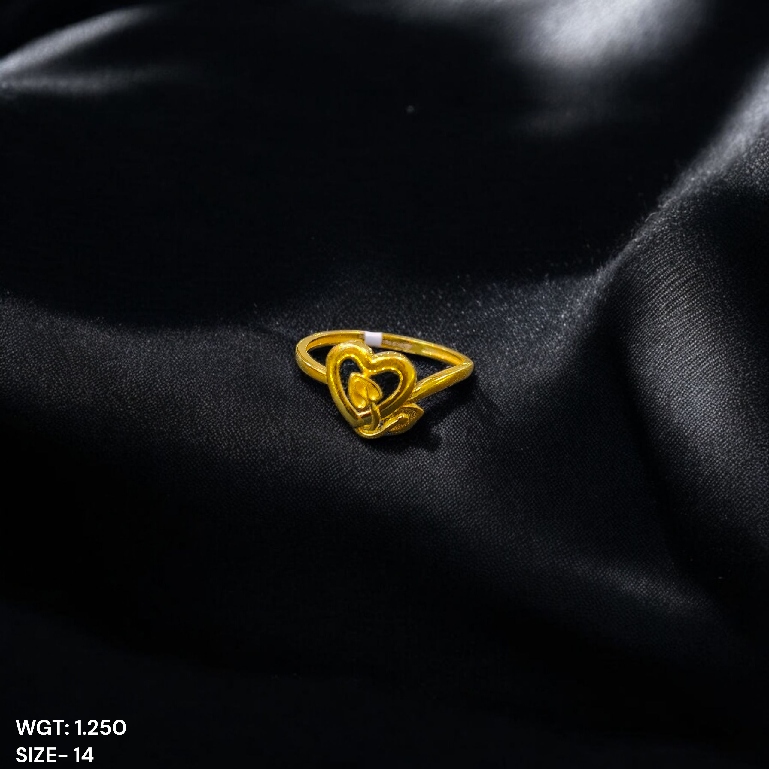 (GLFR9) TRJ (SIZE: 14) WGT: 1.250 GM APPROX BIS CERTIFIED HUID HALLMARK 9KT GOLD FINGER RING FOR WOMEN 1 PIECE FOR REGULAR USE.