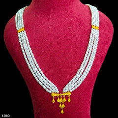 (GMH)- (WGT: 1.760 GM APPROX) BIS CERTIFIED HUID HALLMARK 22KT GOLD MOTI SITAHAR NECKLACE 1 PIECE WITH ADJUSTABLE TASSEL.(LEE137)