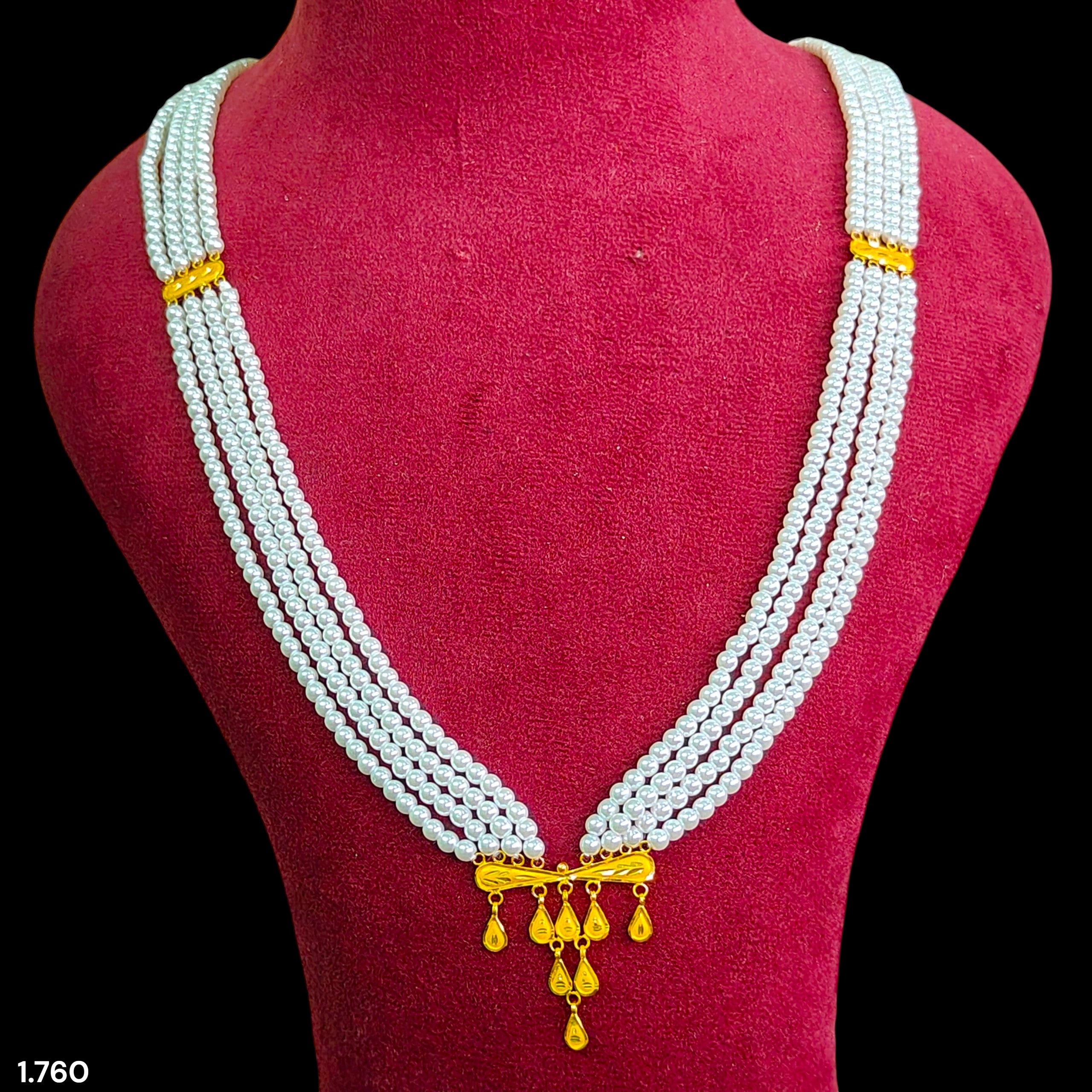 (GMH) TRJ WGT: 1.760 GM APPROX 22KT HUID HALLMARK GOLD MOTI SITAHAR NECKLACE 1 PIECE WITH ADJUSTABLE TASSEL.