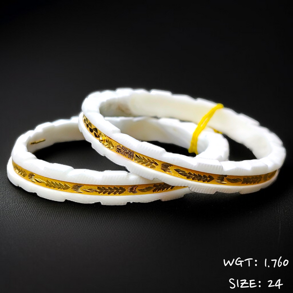 TRJ (SIZE: 24) WGT: 1.760 GM APPROX HUID HALLMARK 22KT GOLD SAKHA BANGLES 1 PAIR DESIGN FOR REGULAR USE.