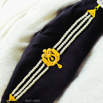 (GMC22) CERTIFIED BIS HUID HALLMARK 916 22KT GOLD MOTI CHOKER 1 PIECE (WGT:1.850 GM) WITH ADJUSTABLE TASSEL FOR GIFT IN MARRIAGE.