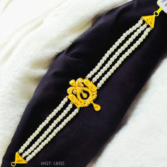 (GMC22) CERTIFIED BIS HUID HALLMARK 916 22KT GOLD MOTI CHOKER 1 PIECE (WGT:1.850 GM) WITH ADJUSTABLE TASSEL FOR GIFT IN MARRIAGE.
