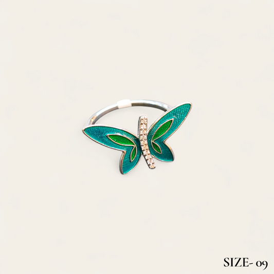 RAJLAXMI HALLMARK 925 SILVER FINGER BUTTERFLY MINAKARI DESIGN RING 1 PIECE FOR WOMEN FOR REGULAR USE - BEST FOR GIFTING (SOLD ON MRP)