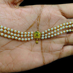 GMC9K- (WGT: 0.210 GM APPROX) BIS CERTIFIED HUID HALLMARK 375 9KT GOLD MOTI CHOKER 1 PIECE WITH ADJUSTABLE TASSEL FOR GIFT IN MARRIAGE.