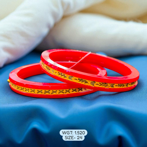 (GSP) TRJ (SIZE: 24) WGT: 1.520 GM APPROX 22KT HUID HALLMARK GOLD POLA BANGLES 1 PAIR DESIGN FOR REGULAR USE.