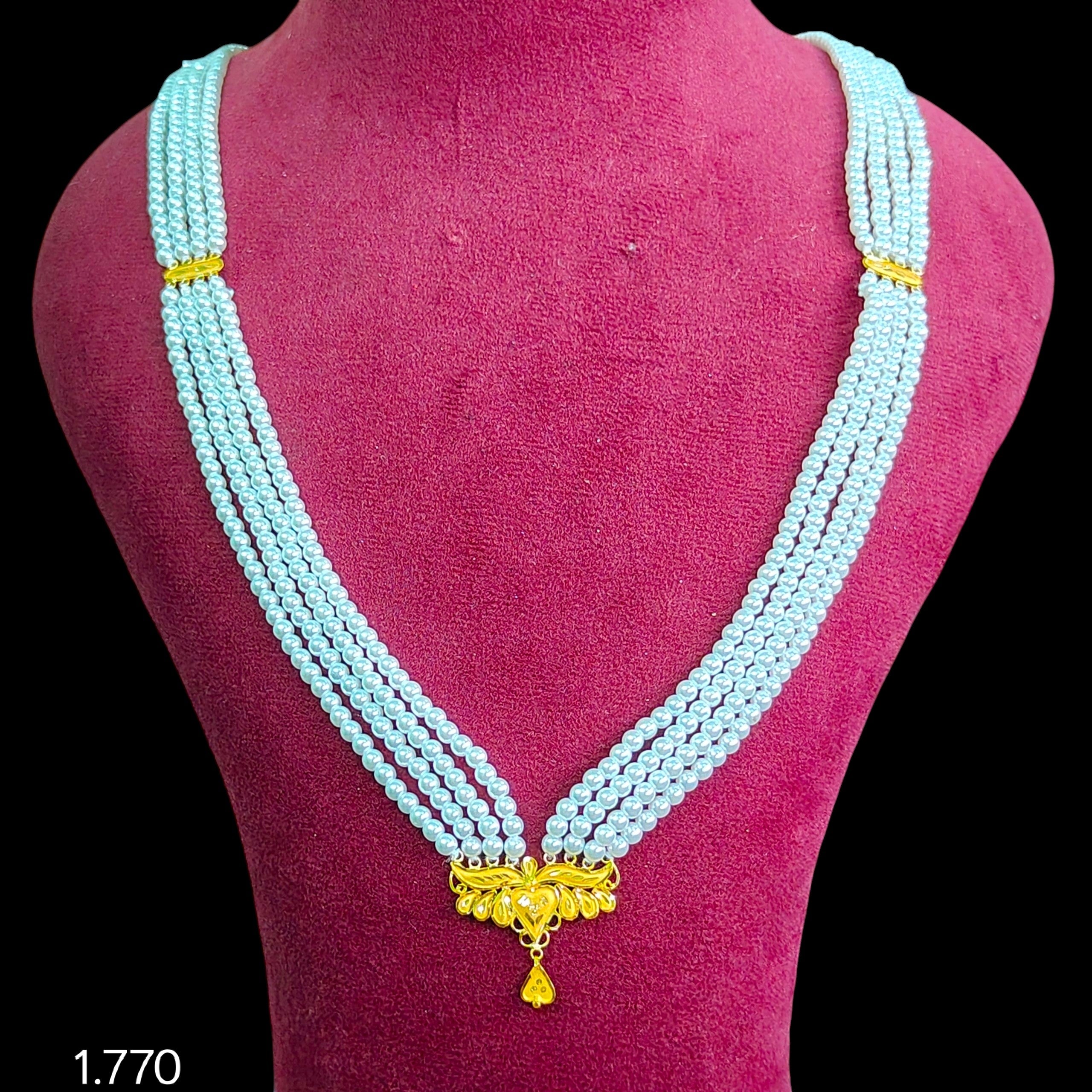 (GMH) TRJ WGT: 1.770 GM APPROX 22KT HUID HALLMARK GOLD MOTI SITAHAR NECKLACE 1 PIECE WITH ADJUSTABLE TASSEL.