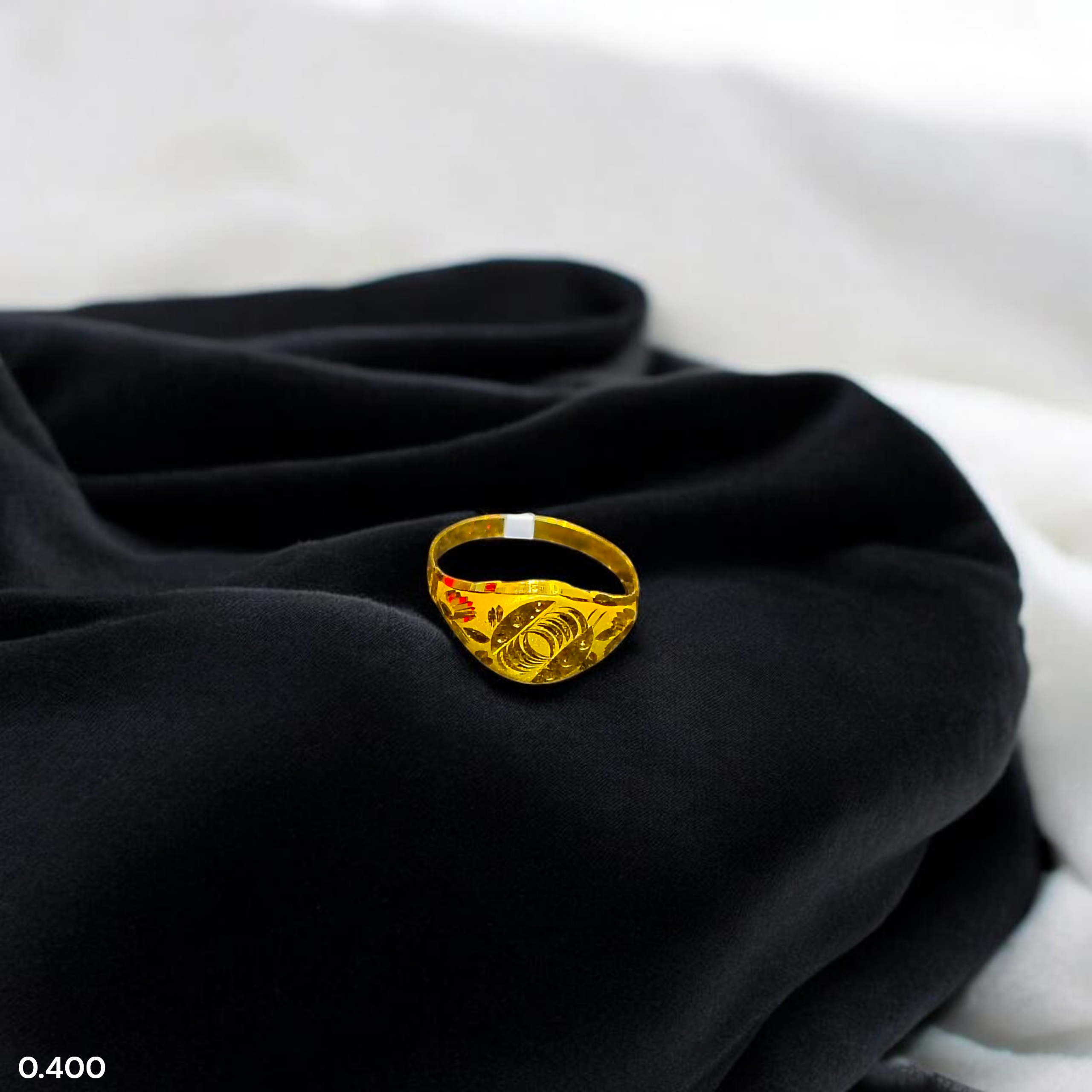 BABY JEWELLERY- TRJ WGT: 0.400 GM APPROX 375 9KT HUID HALLMARK GOLD BABY FINGER RING 1 PIECE FOR RICE CEREMONY & BIRTHDAY.