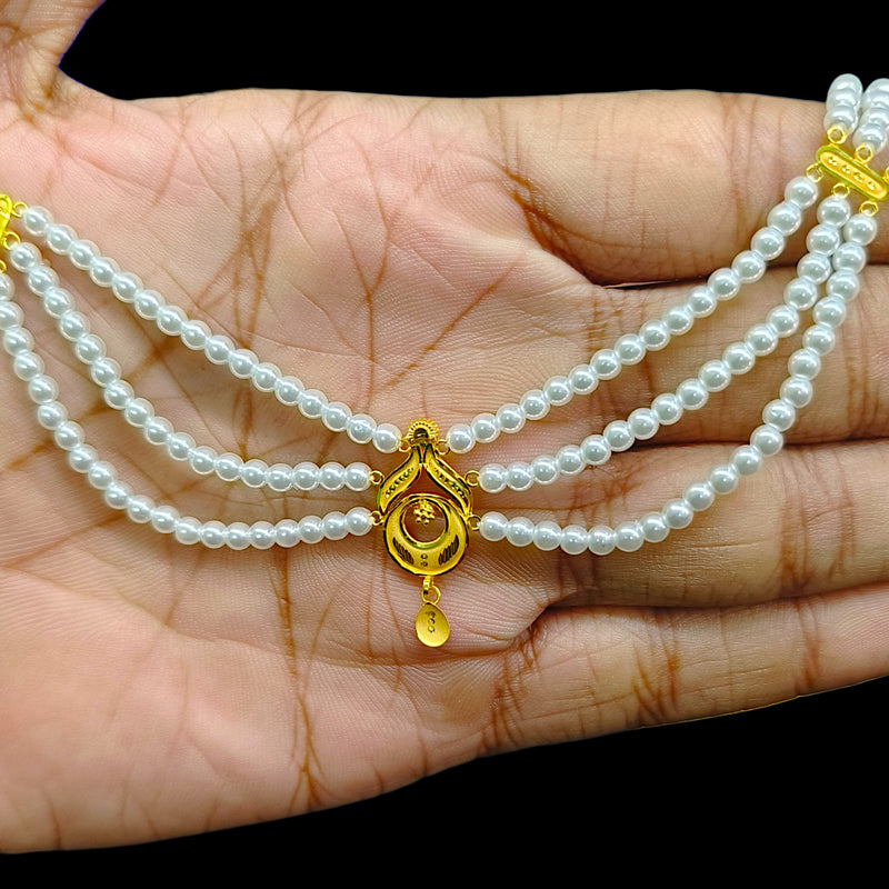 GOLD MOTI HAR- (CIVF3Z)-(WGT: 1.100 GM APPROX) CERTIFIED BIS HALLMARK HUID 22KT GOLD MOTI NECKLACE 1 PIECE WITH ADJUSTABLE TASSEL.