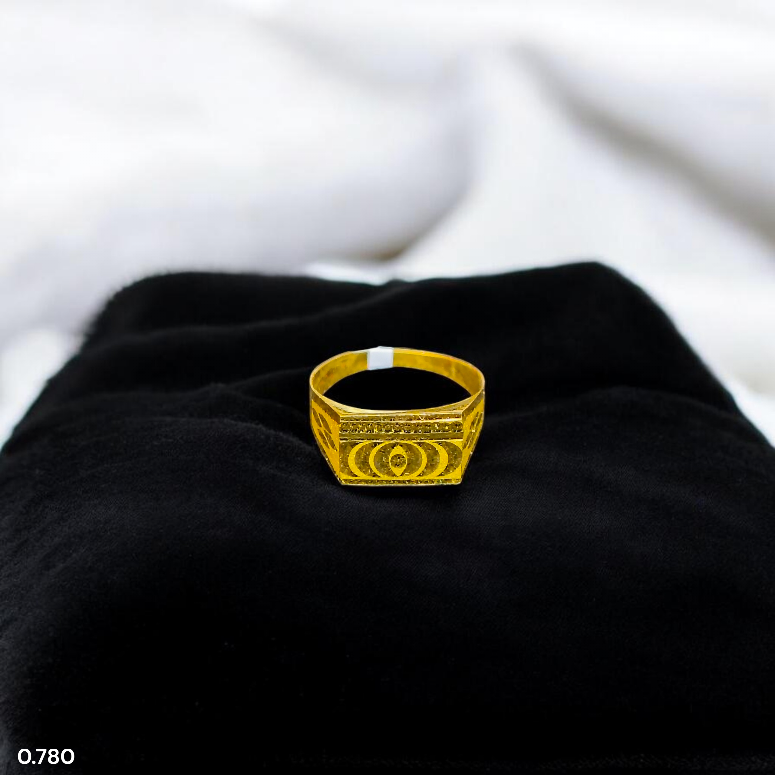 (GBJ) TRJ WGT: 0.780 GM APPROX 22KT HUID HALLMARK GOLD BABY FINGER RING 1 PIECE FOR RICE CEREMONY & BIRTHDAY.