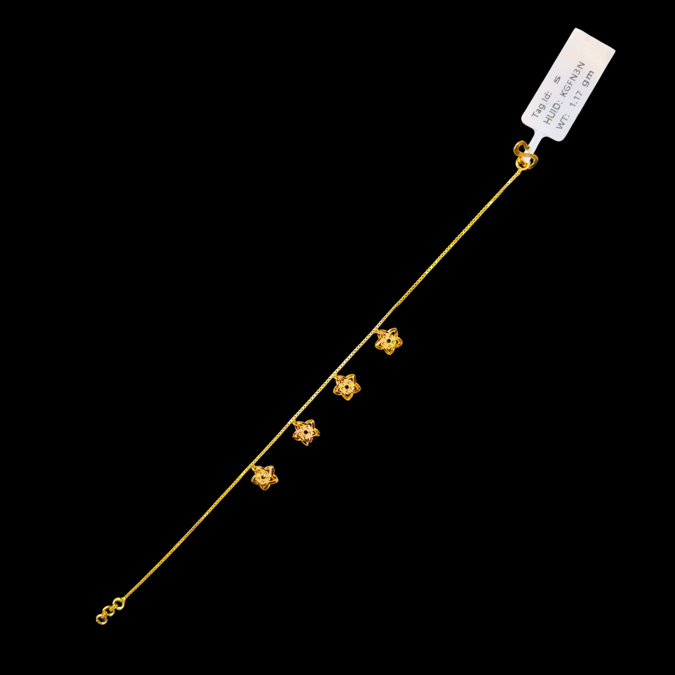 GOLD WRISTLET- BIS CERTIFIED HUID HALLMARK 375 9KT GOLD WRISTLET APPROX WGT: 1.170 FOR WOMEN.