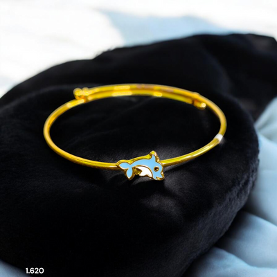 BABY JEWELLERY- (WGT: 1.620 GM APPROX) BIS CERTIFIED 375 9KT GOLD BABY BANGLE 1 PIECE FULL ADJUSTABLE SIZE FROM NEW BORN TO 4 YEARS (FOR RICE CEREMONY AND BIRTHDAY).