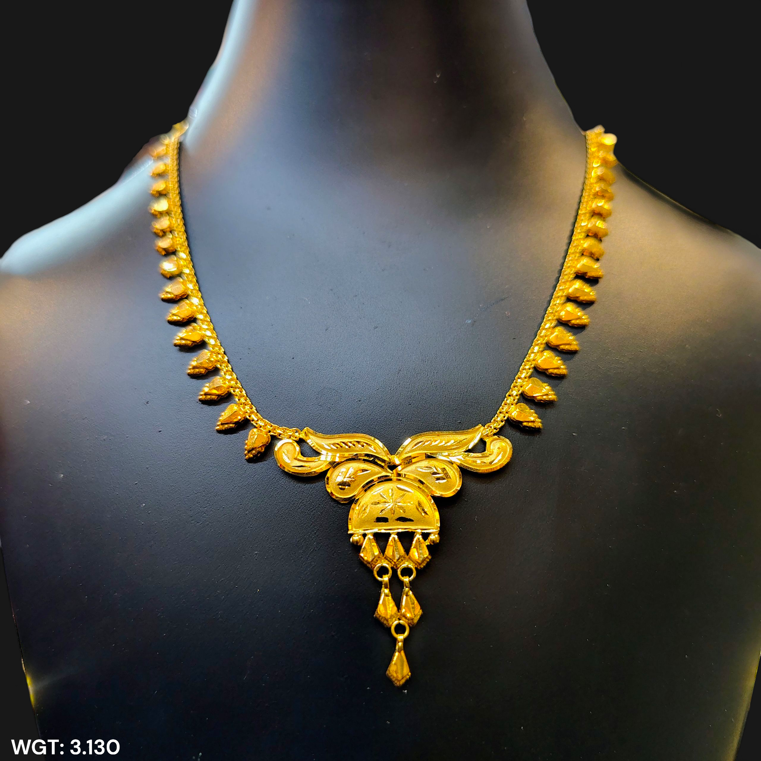 (GCN22) BIS CERTIFIED HUID HALLMARK 916 22KT GOLD NECKLACE CHOKER (APPROX WGT: 3.130 GM) 1 PIECE FOR WOMEN.