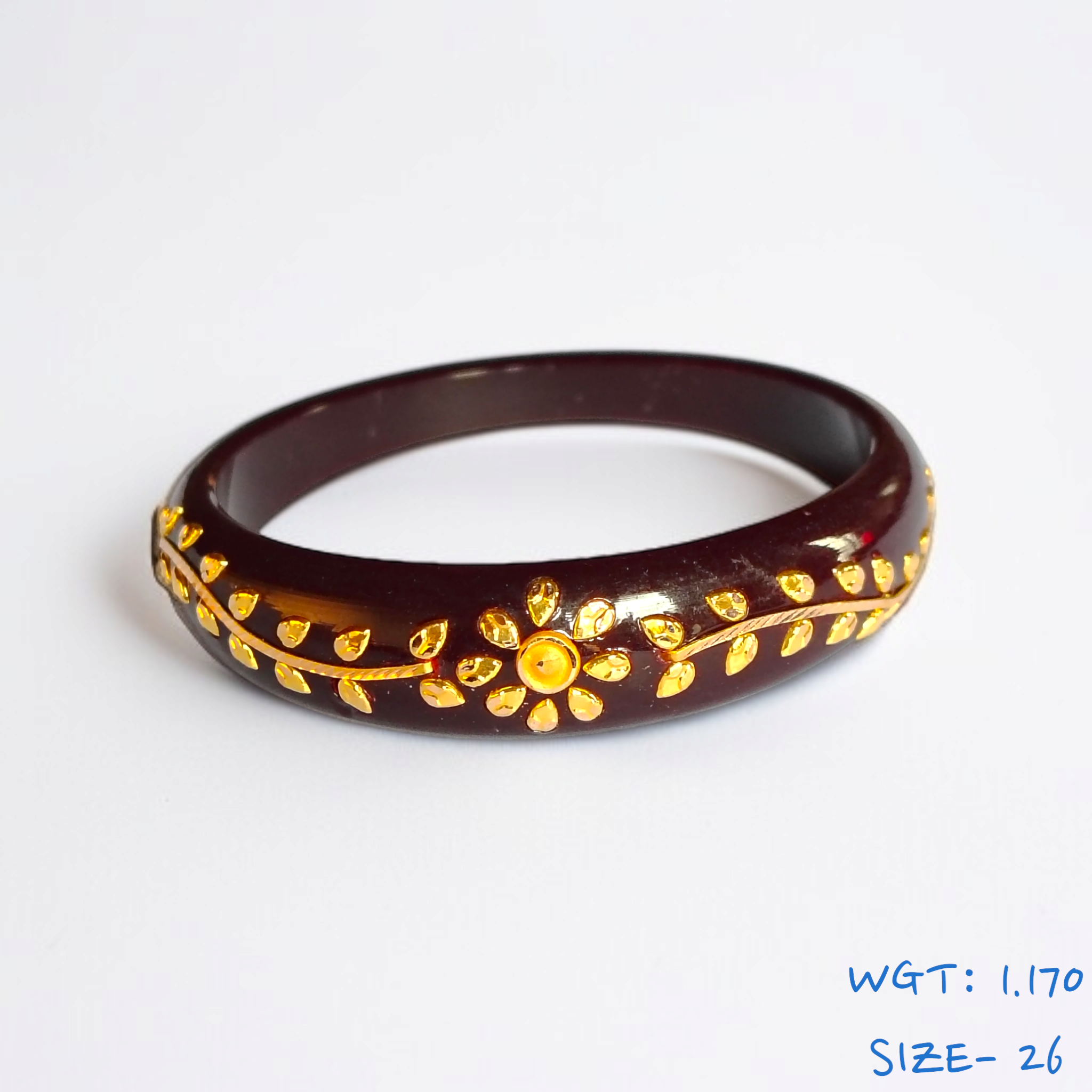 (SIZE- 26) COFFEE COLOUR 18KT HALLMARK GOLD BRACELET POLA 1 PIECE FOR MARRIED WOMEN (REGULAR USE) APPROX WGT: 1.170 GM