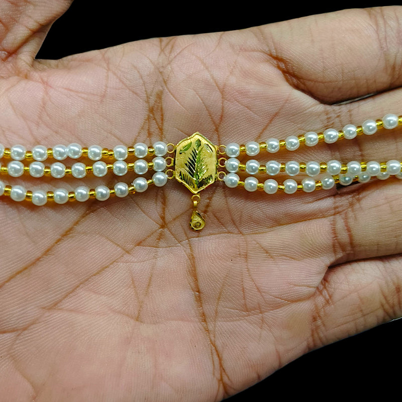 GMC9K- (WGT: 0.220 GM APPROX) BIS CERTIFIED HUID HALLMARK 375 9KT GOLD MOTI CHOKER 1 PIECE WITH ADJUSTABLE TASSEL FOR GIFT IN MARRIAGE.