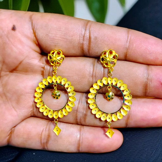 (GER22) BIS CERTIFIED WGT: 1.970 GM APPROX HUID HALLMARK 916 22KT GOLD EARRINGS KANBALA 1 PAIR FOR WOMEN.