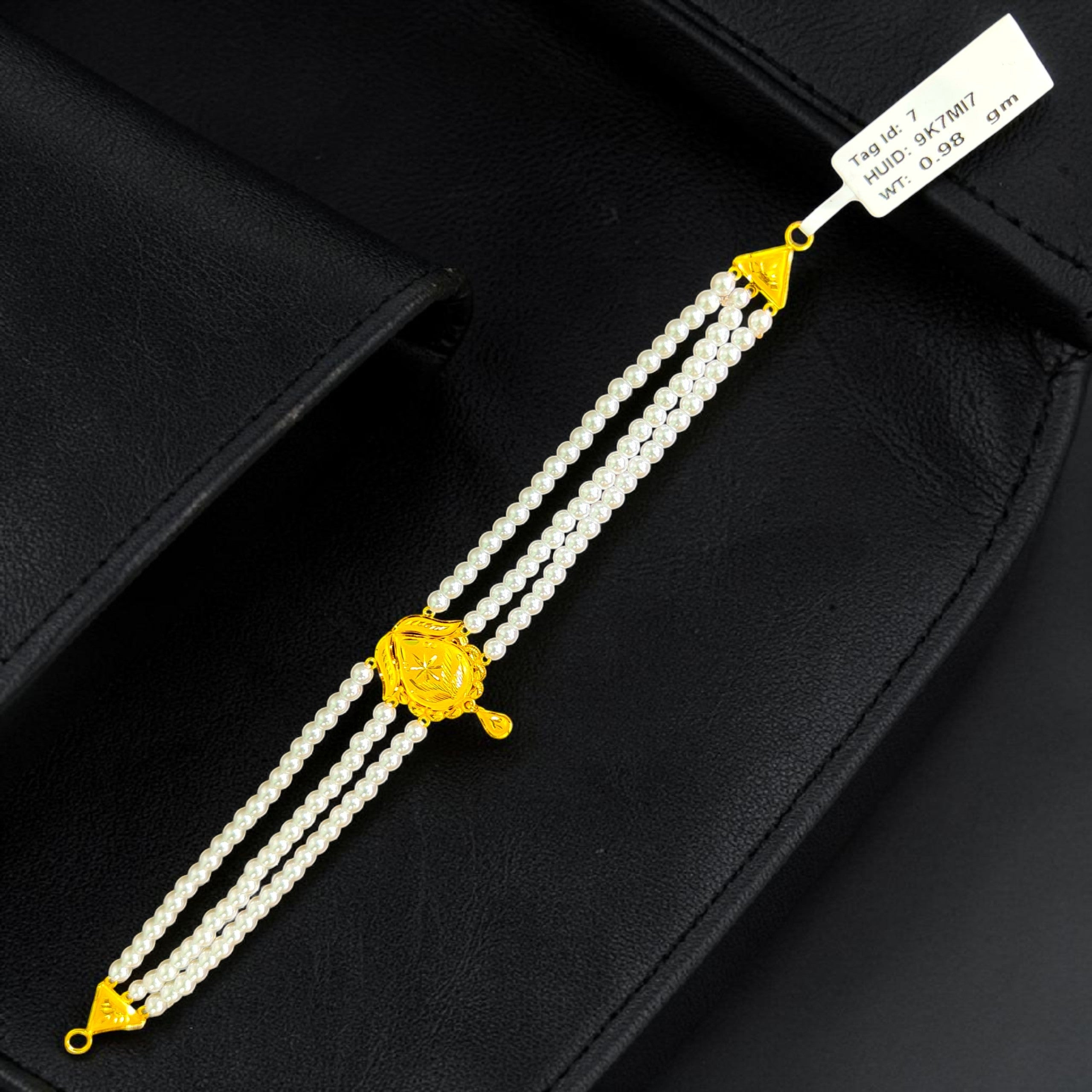 GOLD MOTI HAR- CERTIFIED BIS HUID HALLMARK 916 22KT GOLD MOTI CHOKER 1 PIECE (WGT: 0.980 GM) WITH ADJUSTABLE TASSEL FOR GIFT IN MARRIAGE.