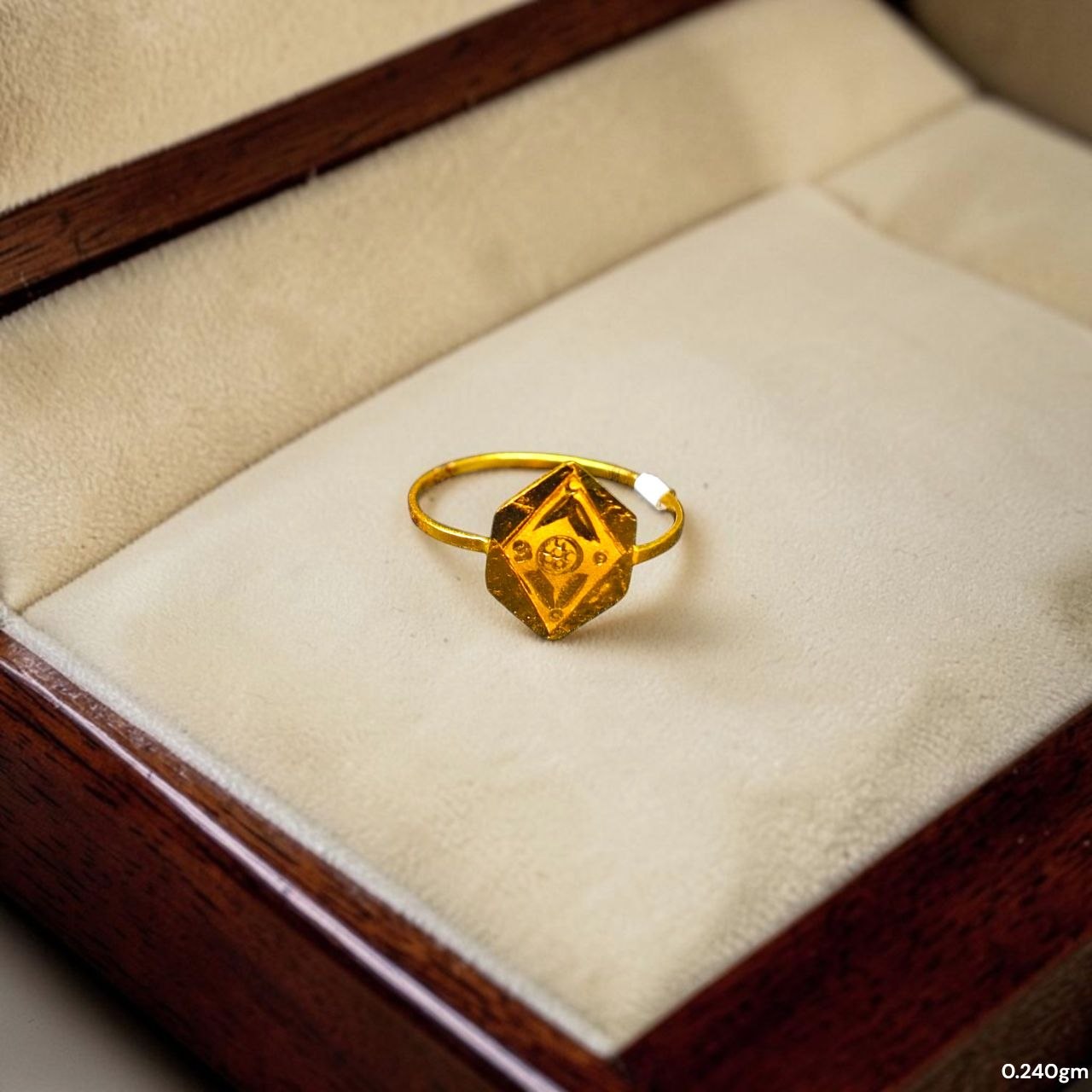 BABY JEWELLERY- TRJ WGT: 0.240 GM APPROX 22KT HUID HALLMARK GOLD BABY FINGER RING 1 PIECE FOR RICE CEREMONY & BIRTHDAY.