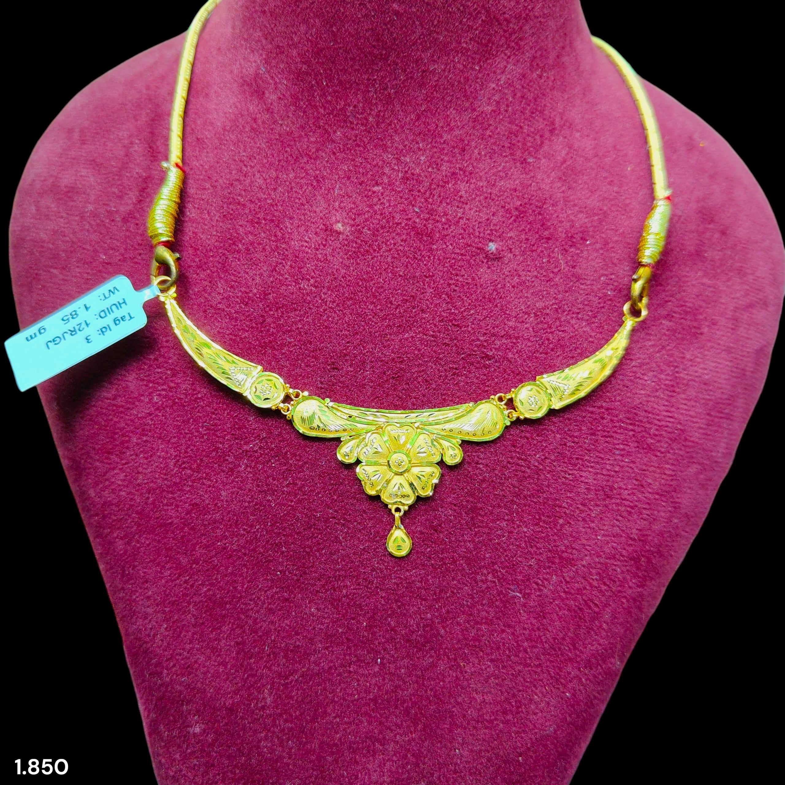 GOLD CHOKER NECKLACE-(WGT: 1.850 GM APPROX) BIS CERTIFIED HUID HALLMARK 9KT GOLD NECKLACE 1 PIECE FOR WOMEN.