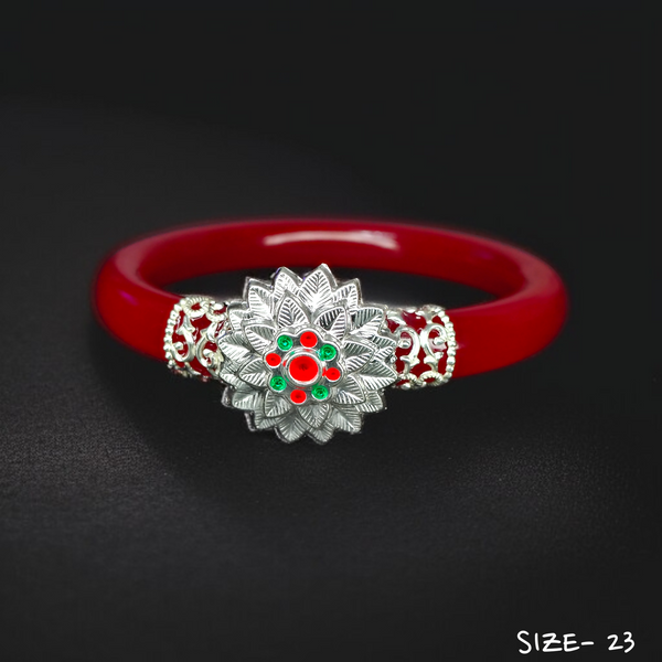 (SSP) (SIZE- 23) 925 ORIGINAL SILVER MUKH POLA BANGLES FOR WOMEN 1 PC - SOLD AS MRP BY RAJLAXMI.