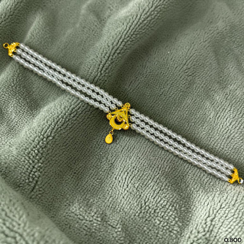 GMC22K- (SF7A98) (WGT: 0.800 GM APPROX) BIS HALLMARK CERTIFIED 916 22KT GOLD MOTI CHOKER 1 PIECE  WITH ADJUSTABLE TASSEL FOR GIFT IN MARRIAGE.