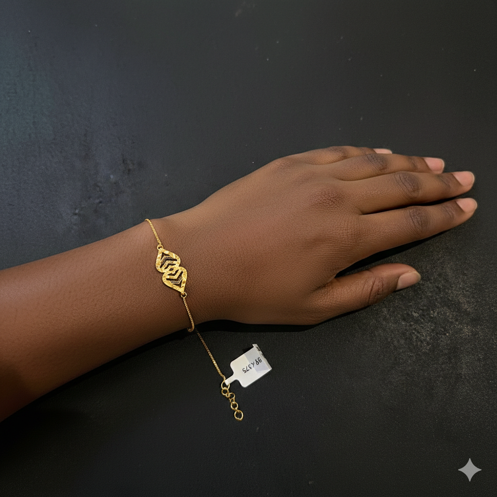 GOLD WRISTLET- BIS CERTIFIED HUID HALLMARK 375 9KT GOLD WRISTLET APPROX WGT: 1.100 FOR WOMEN.