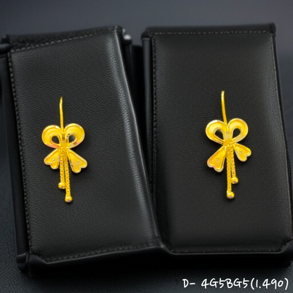 RAJLAXMI D- 4G5BG5 WGT: 1.490 GM APPROX HUID HALLMARK 916 22KT GOLD BOW EAR TOPS STUD 1 PAIR FOR REGULAR USE.