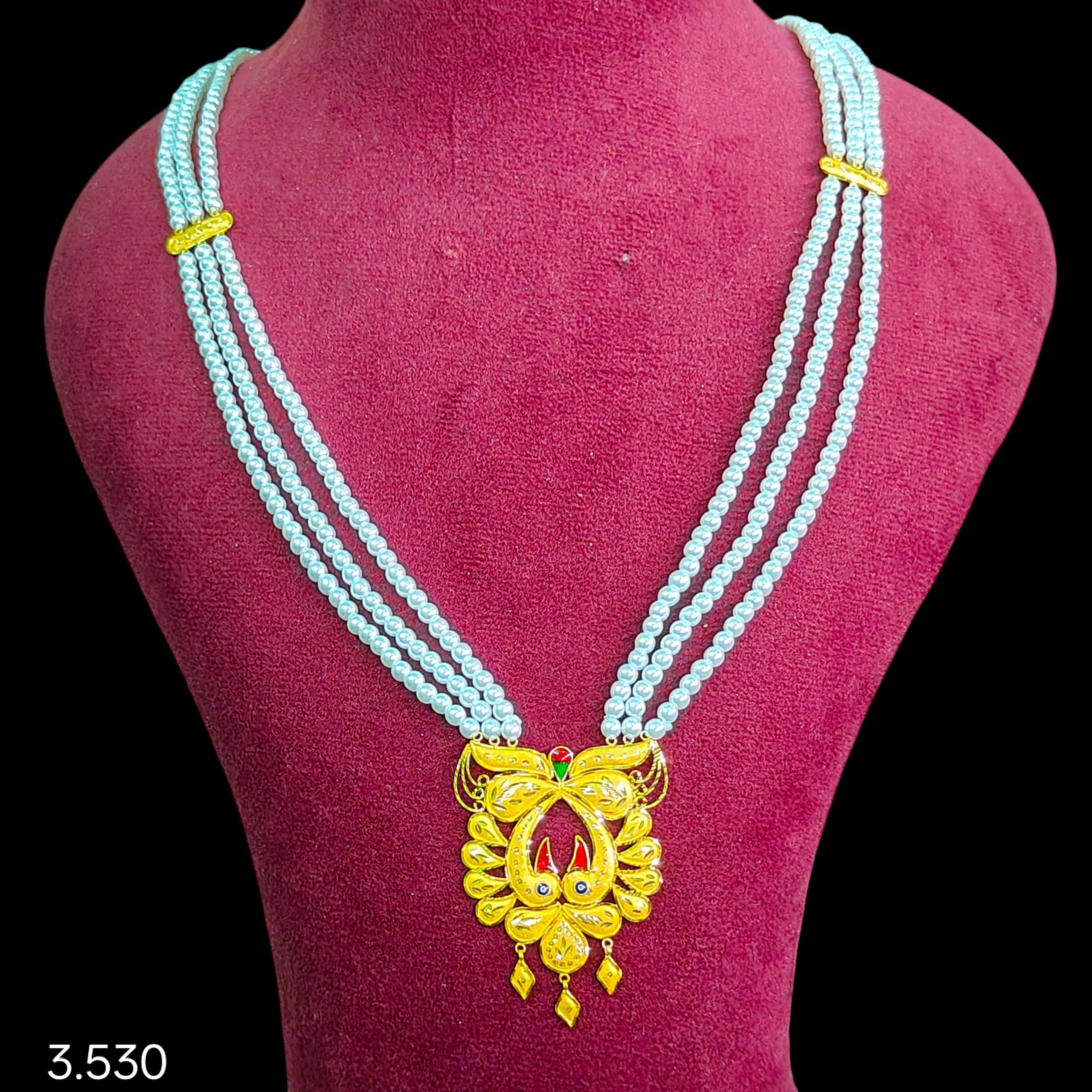 (GMH) TRJ WGT: 3.530 GM APPROX 22KT HUID HALLMARK GOLD MOTI SITAHAR NECKLACE 1 PIECE WITH ADJUSTABLE TASSEL.