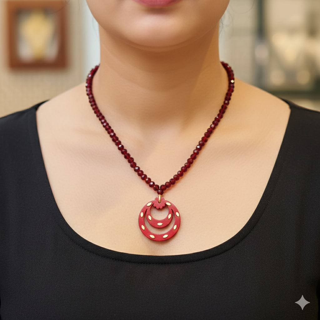 (GPL) DOUBLE RING DESIGN BIS CERTIFIED HUID HALLMARK 9KT GOLD POLA PENDANT (MINI) 1 PIECE WITH ADJUSTABLE TASSEL (BEST FOR GIFT) APPROX WGT: 0.120 GM SOLD ON MRP BY RAJLAXMI.