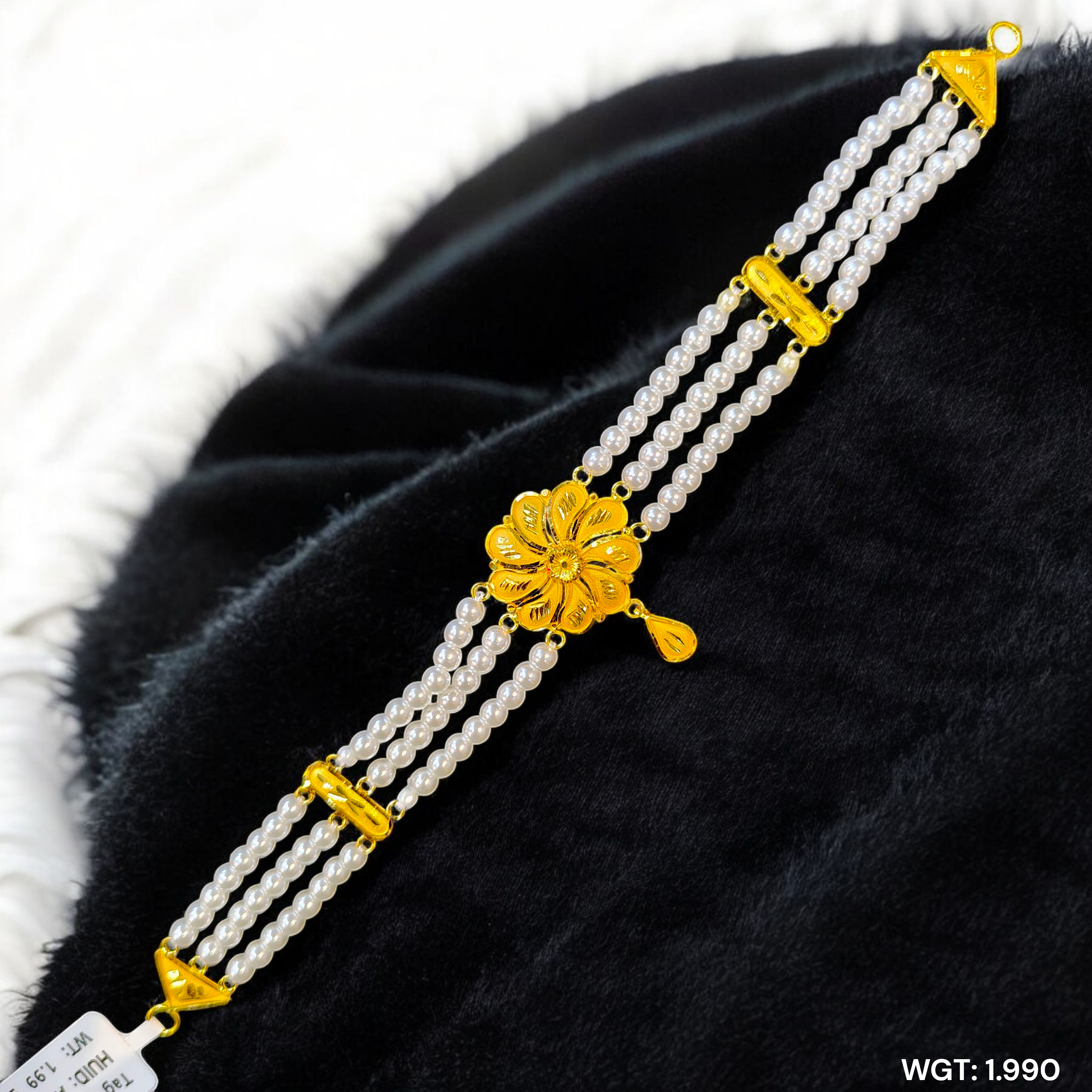 (GMC) CERTIFIED BIS HUID HALLMARK 916 22KT GOLD MOTI CHOKER 1 PIECE (WGT: 1.990 GM) WITH ADJUSTABLE TASSEL FOR GIFT IN MARRIAGE.