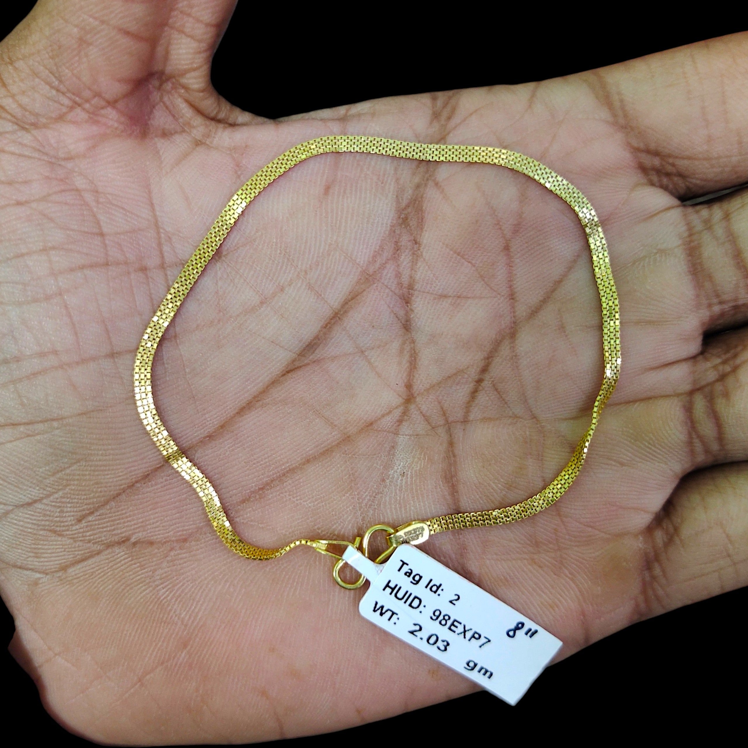 GOLD WRISTLET- 8" (WGT: 2.030 GM APPROX) BIS CERTIFIED HUID HALLMARK 375 9KT GOLD WRISTLET FOR GENTS.