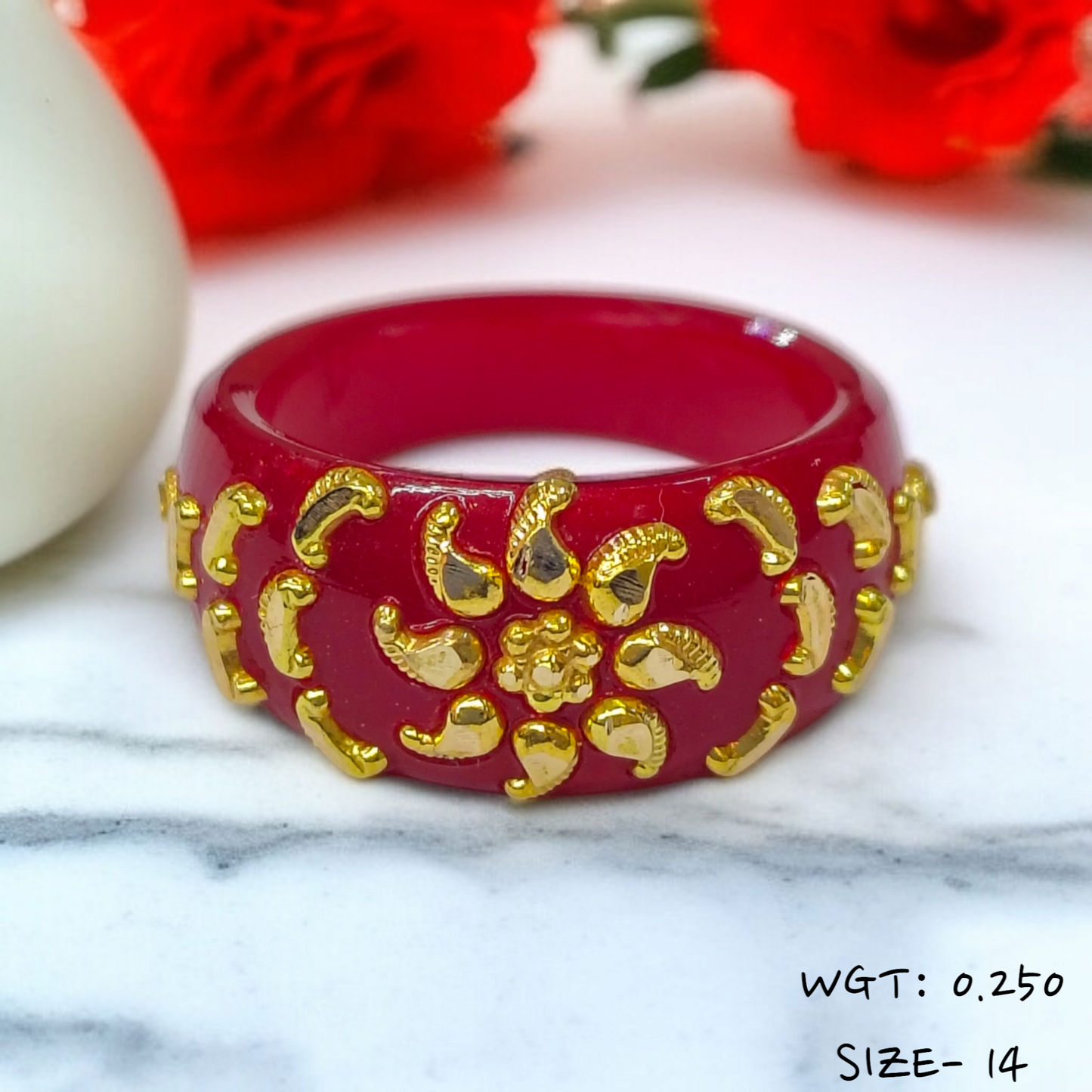 (GPR) TRJ (SIZE: 14) WGT: 0.250 GM APPROX (50 TONCH) KDM GOLD POLA RING FOR WOMEN 1 PIECE FOR GIFT (SOLD ON MRP)