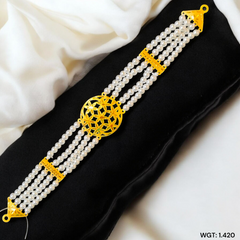 CERTIFIED BIS HUID HALLMARK 916 22KT GOLD MOTI CHOKER 1 PIECE (WGT:1.420 GM) WITH ADJUSTABLE TASSEL FOR GIFT IN MARRIAGE.