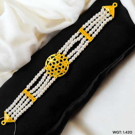 CERTIFIED BIS HUID HALLMARK 916 22KT GOLD MOTI CHOKER 1 PIECE (WGT:1.420 GM) WITH ADJUSTABLE TASSEL FOR GIFT IN MARRIAGE.