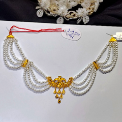 RAJLAXMI WGT: 2.950 GM APPROX HUID HALLMARK 22KT GOLD MOTI NECKLACE 1 PIECE WITH ADJUSTABLE TASSEL.