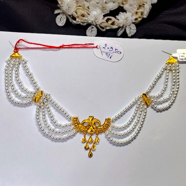RAJLAXMI WGT: 2.950 GM APPROX HUID HALLMARK 22KT GOLD MOTI NECKLACE 1 PIECE WITH ADJUSTABLE TASSEL.