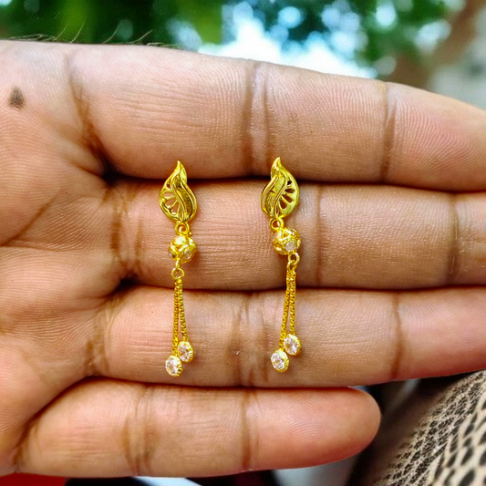 (GER22) BIS CERTIFIED WGT: 1.820 GM APPROX HUID HALLMARK 916 22KT GOLD EARRINGS KANBALA 1 PAIR FOR WOMEN.