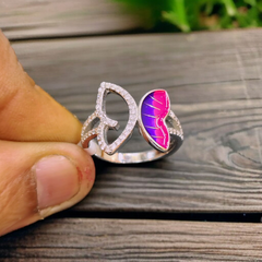 RAJLAXMI HALLMARK 925 SILVER FINGER BUTTERFLY MINAKARI DESIGN RING 1 PIECE FOR WOMEN FOR REGULAR USE - BEST FOR GIFTING (SOLD ON MRP)
