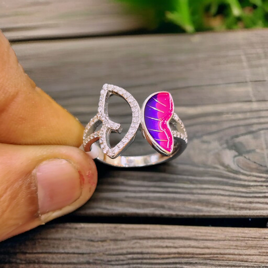 RAJLAXMI HALLMARK 925 SILVER FINGER BUTTERFLY MINAKARI DESIGN RING 1 PIECE FOR WOMEN FOR REGULAR USE - BEST FOR GIFTING (SOLD ON MRP)