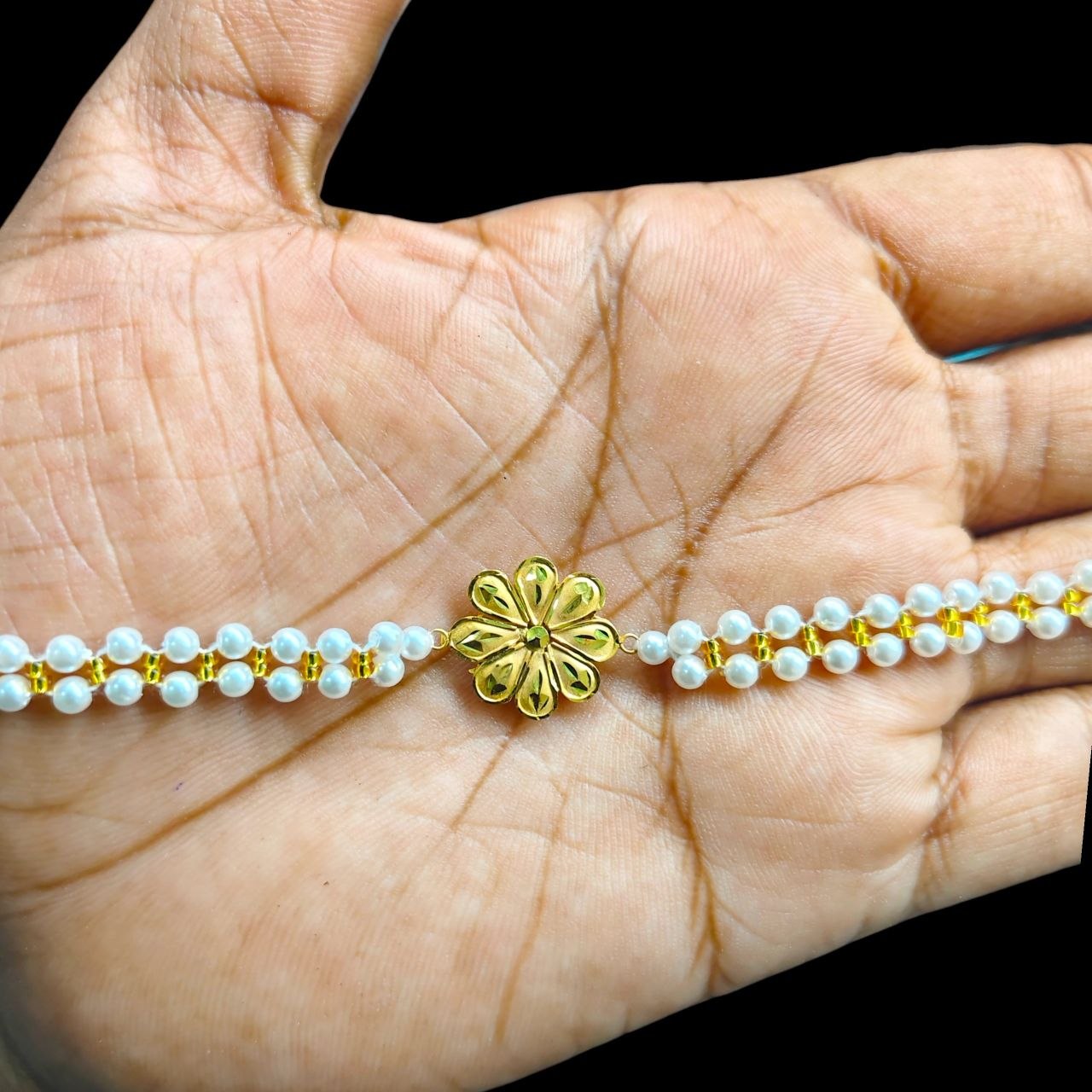 GOLD WRISTLET- (WGT: 0.480 GM APPROX) BIS CERTIFIED HUID HALLMARK 375 9KT GOLD WRISTLET (BRACELET) WITH MOTI CHAIN FOR WOMEN (ADJUSTABLE SIZE).
