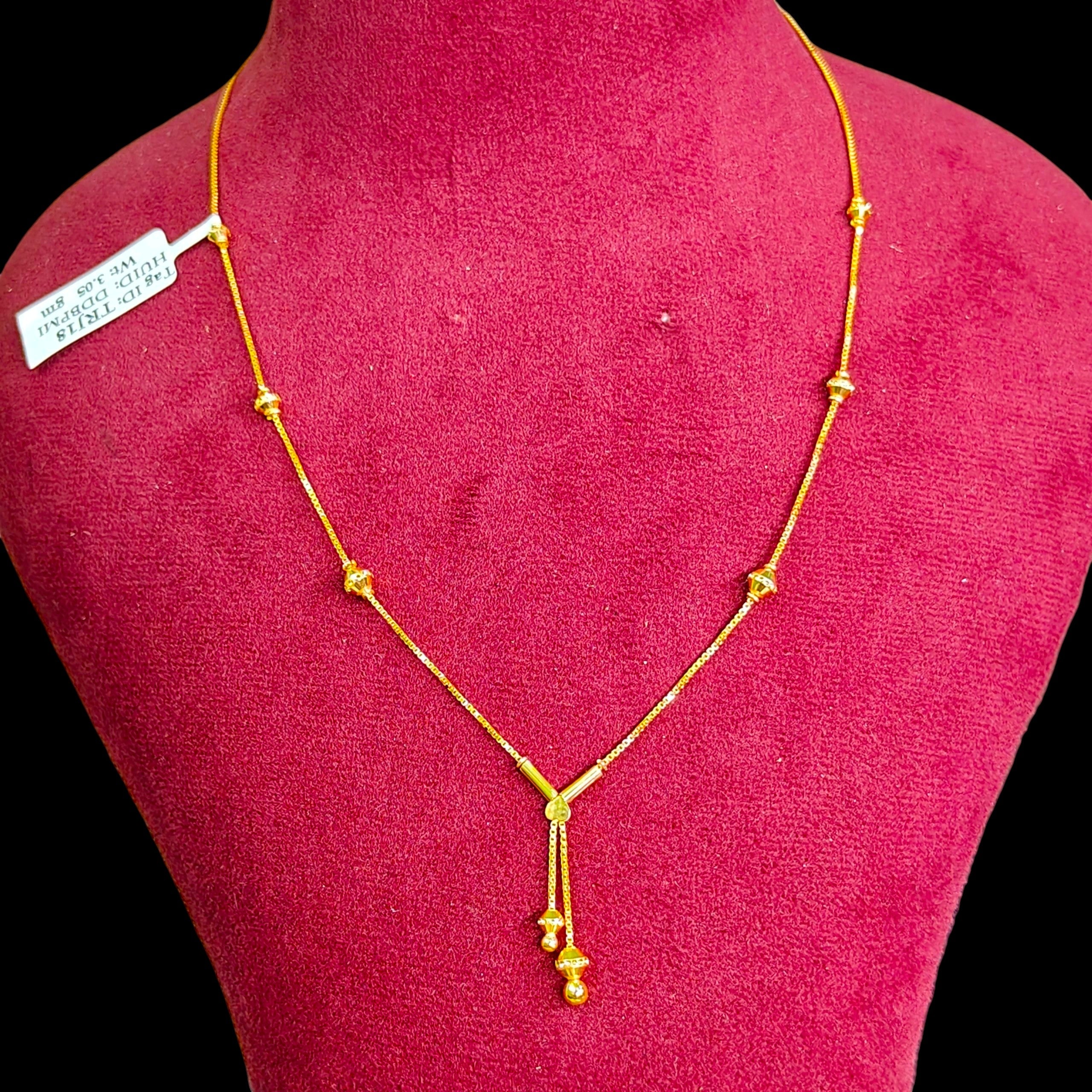 GCH-(WGT: 3.050 GM APPROX) BIS CERTIFIED HUID HALLMARK 9KT GOLD CHAIN WITH PENDANT (18 INCH) 1 PIECE FOR WOMEN.