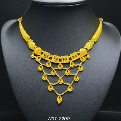 (GCN22) BIS CERTIFIED HUID HALLMARK 916 22KT GOLD NECKLACE CHOKER (APPROX WGT: 7.200 GM) 1 PIECE FOR WOMEN.