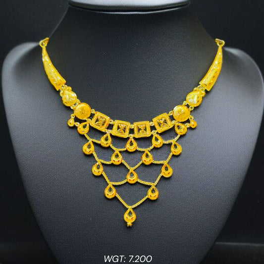 (GCN22) BIS CERTIFIED HUID HALLMARK 916 22KT GOLD NECKLACE CHOKER (APPROX WGT: 7.200 GM) 1 PIECE FOR WOMEN.