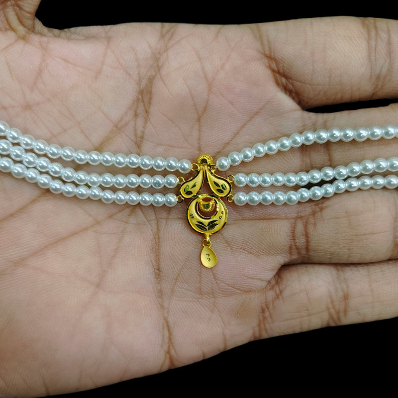 GMC22K- (8WVHIS) (WGT: 0.840 GM APPROX) BIS HALLMARK CERTIFIED 916 22KT GOLD MOTI CHOKER 1 PIECE  WITH ADJUSTABLE TASSEL FOR GIFT IN MARRIAGE.