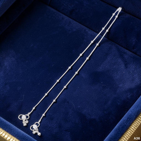 SILVER PAYEL- (A36) (WGT: 12.800 GM APPROX) 625 SILVER PAYEL (ANKLET) 1 PAIR LENGTH: 9