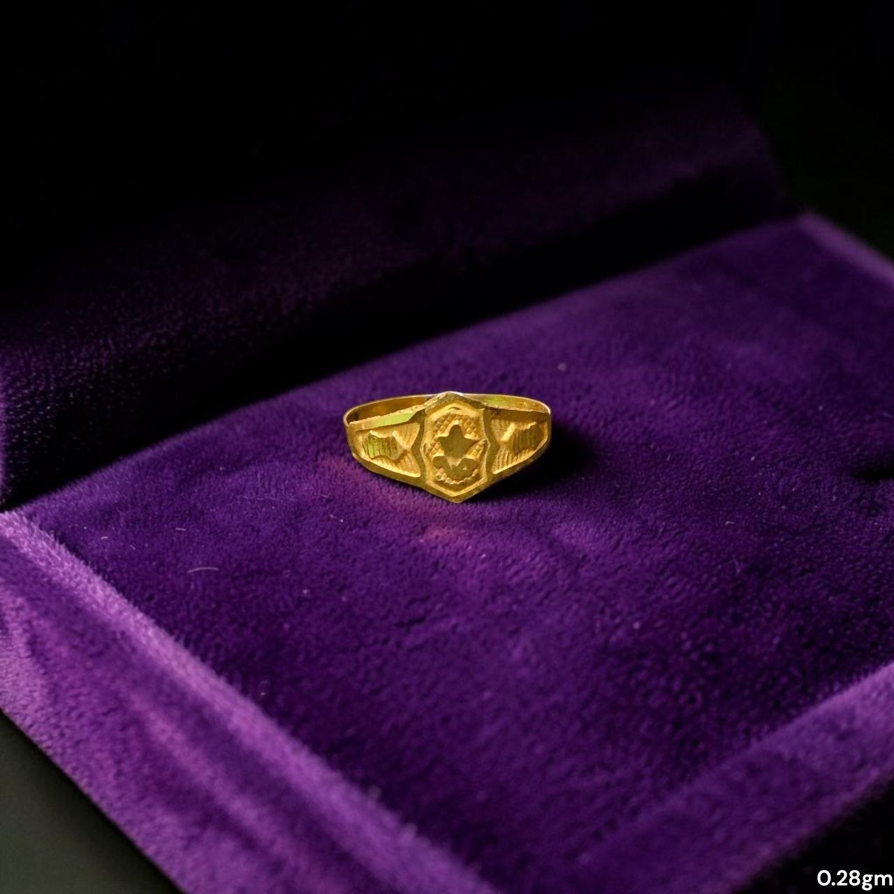 BABY JEWELLERY- TRJ WGT: 0.280 GM APPROX 375 9KT HUID HALLMARK GOLD BABY FINGER RING 1 PIECE FOR RICE CEREMONY & BIRTHDAY.