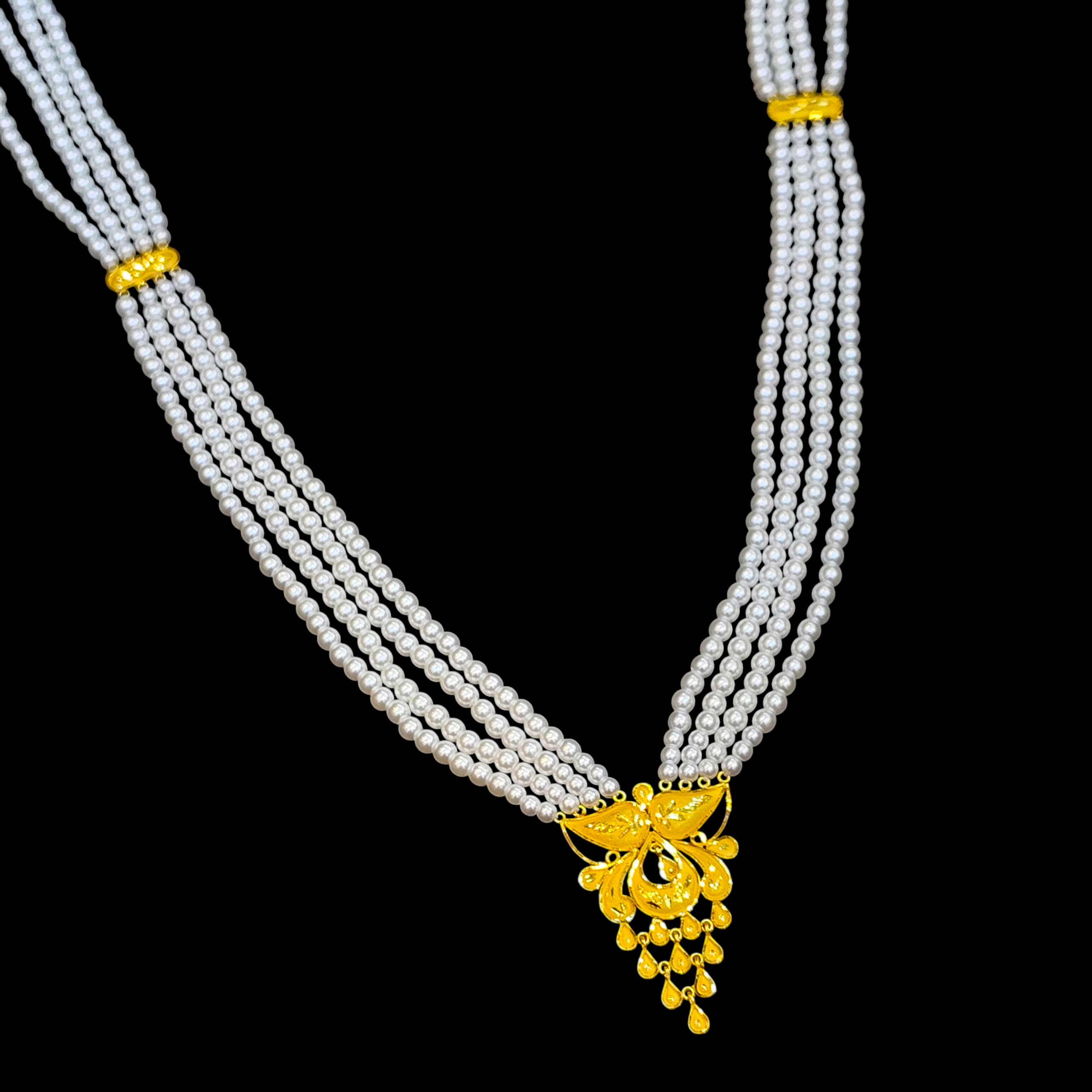 (GMH) TRJ WGT: 2.090 GM APPROX 22KT HUID HALLMARK GOLD MOTI SITAHAR NECKLACE 1 PIECE WITH ADJUSTABLE TASSEL.