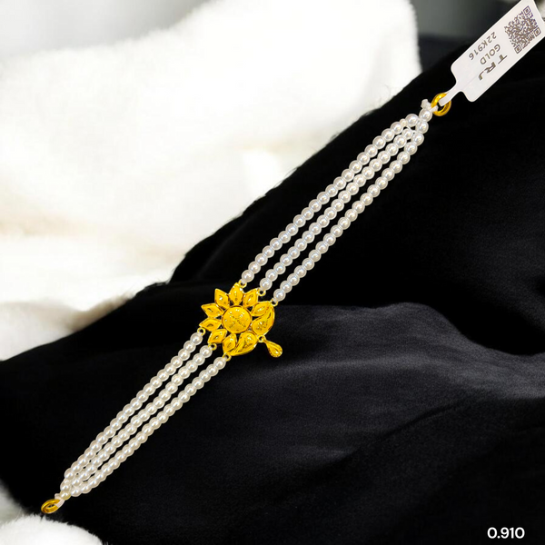 PEARL CHOKER- CERTIFIED BIS HUID HALLMARK 916 22KT GOLD MOTI CHOKER 1 PIECE (WGT:0.910 GM) WITH ADJUSTABLE TASSEL FOR GIFT IN MARRIAGE.