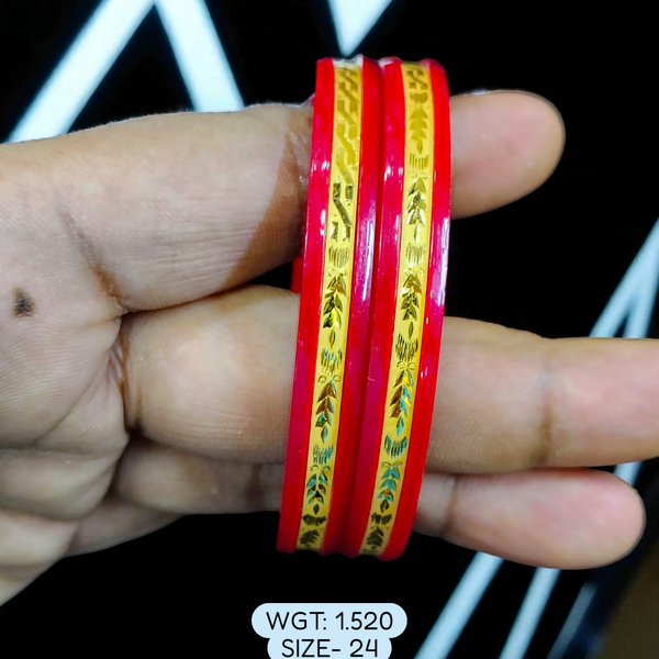 (GSP) TRJ (SIZE: 24) WGT: 1.520 GM APPROX 22KT HUID HALLMARK GOLD POLA BANGLES 1 PAIR DESIGN FOR REGULAR USE.