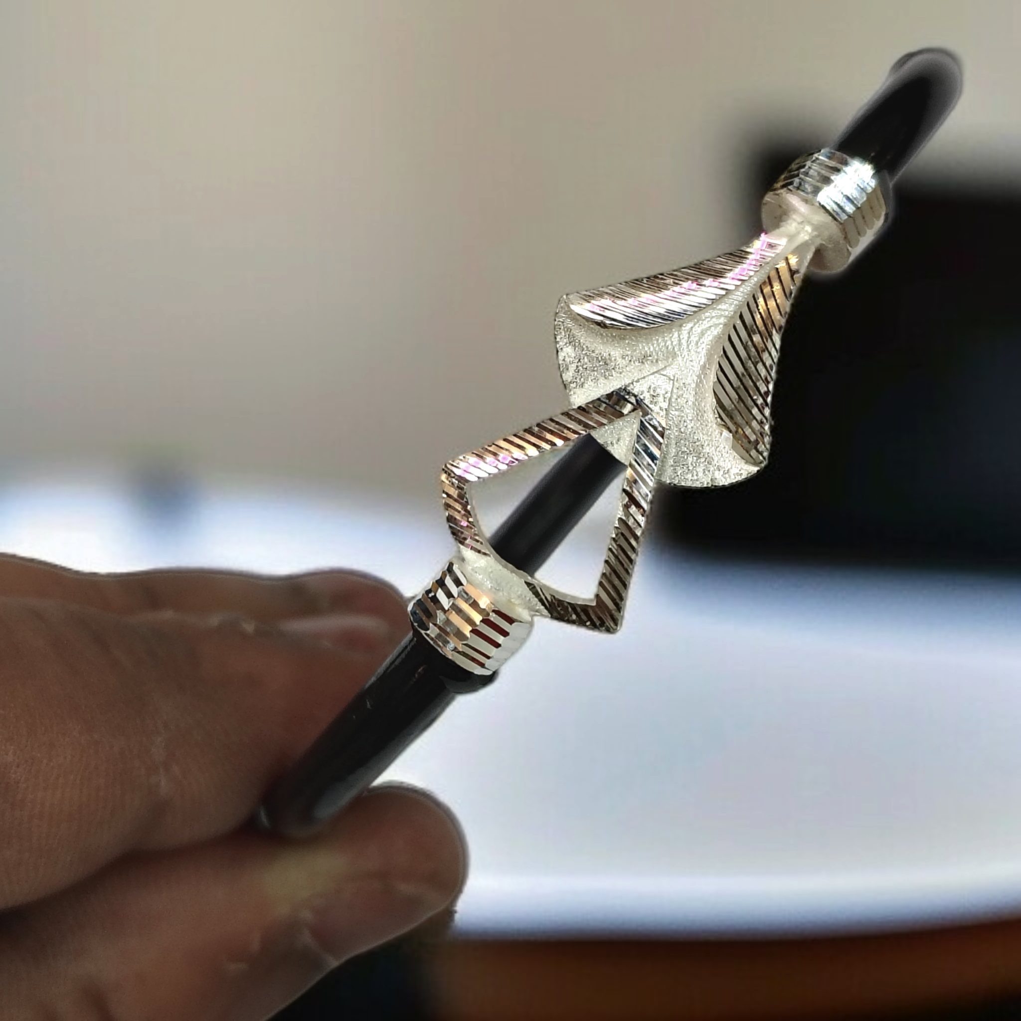 (SLNB) TRJ BLACK FLORAL DESIGN 925 ORIGINAL SILVER NOA BANGLES FOR WOMEN 1 PIECE - SOLD AS MRP BY RAJLAXMI.